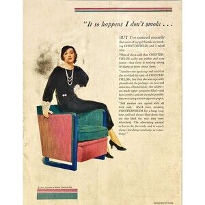 Liggett & Myers Tobacco *Noticed my Girlfriends smoke Chesterfield Print Ad 1931
